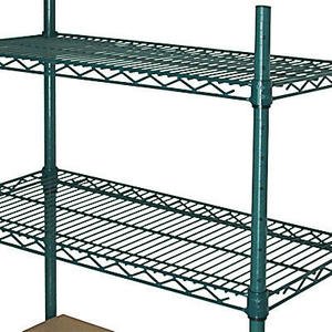 NSF 72" Extra Long Epoxy Green Industrial Heavy Gauge Wire Shelf with Ledge For Cold Room 